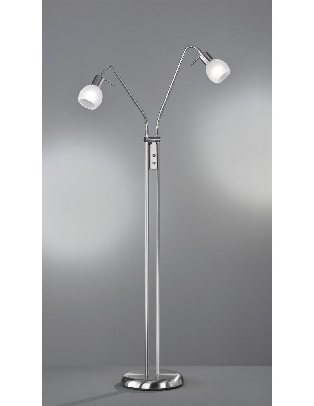 Stehleuchte Nickel und weißes Glas 2xE14 H125 cm Antibes Trio Lighting