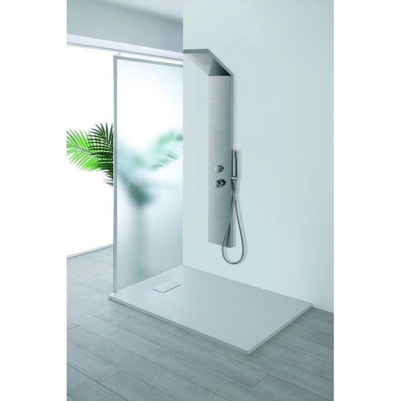 Quadratische Wandduschsäule aus gebürstetem Stahl 150x20 cm