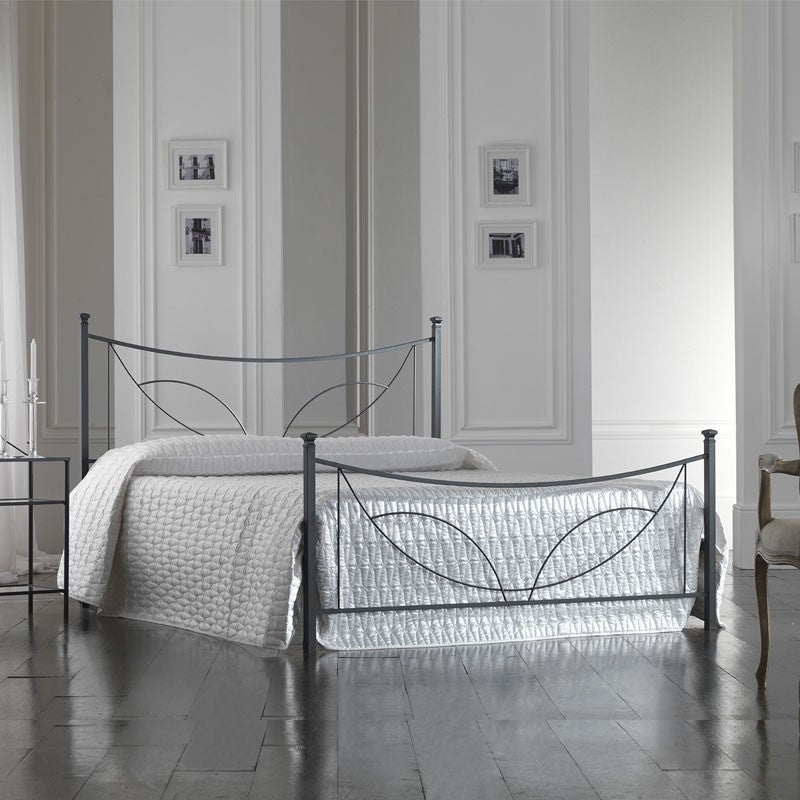 Doppelbett aus Eisen mit Fußteil TULIPANO Schwarz 166x208x h117 cm