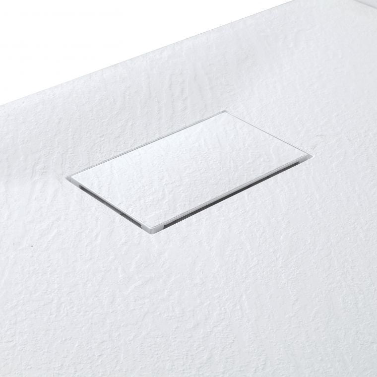 Weiße Duschwanne in Steinoptik, 70 x 100 x 2,8 cm