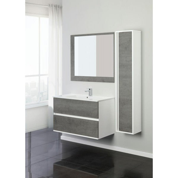 Badezimmerkomposition mit zwei Schubladen Fabula Line White Cement 90x47x h57cm