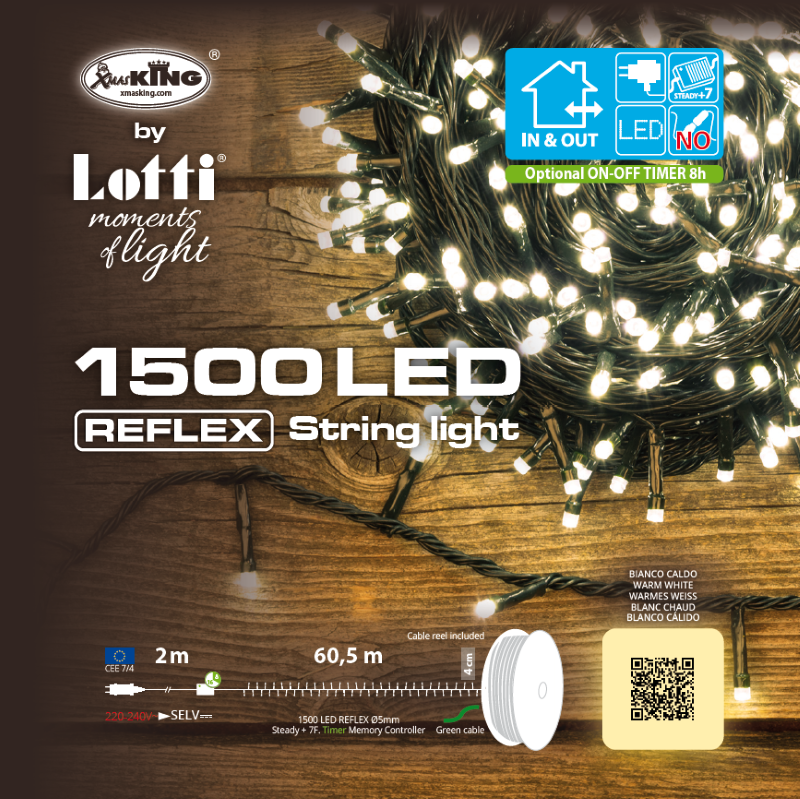 Lineare Kette 1500 warmweiße LEDs L 60,5m in Rolle