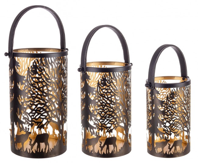 1x Set3 Lantern Daya Cil Rentier Black