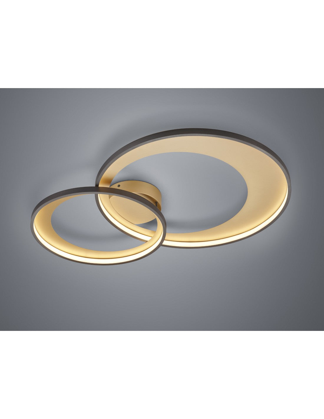 Doppelkreis-Deckenleuchte Granada, Schwarz-Gold, LED, 36 W, dimmbar, L85 cm, Trio-Beleuchtung