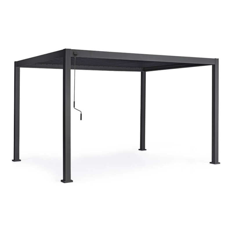 Pergola Anlehnlaube Marvin 4x3m - Robuste Alu-Anlehnpergola Dunkelgrau 423 X 298 X 243 Cm Für Terrasse & Garten