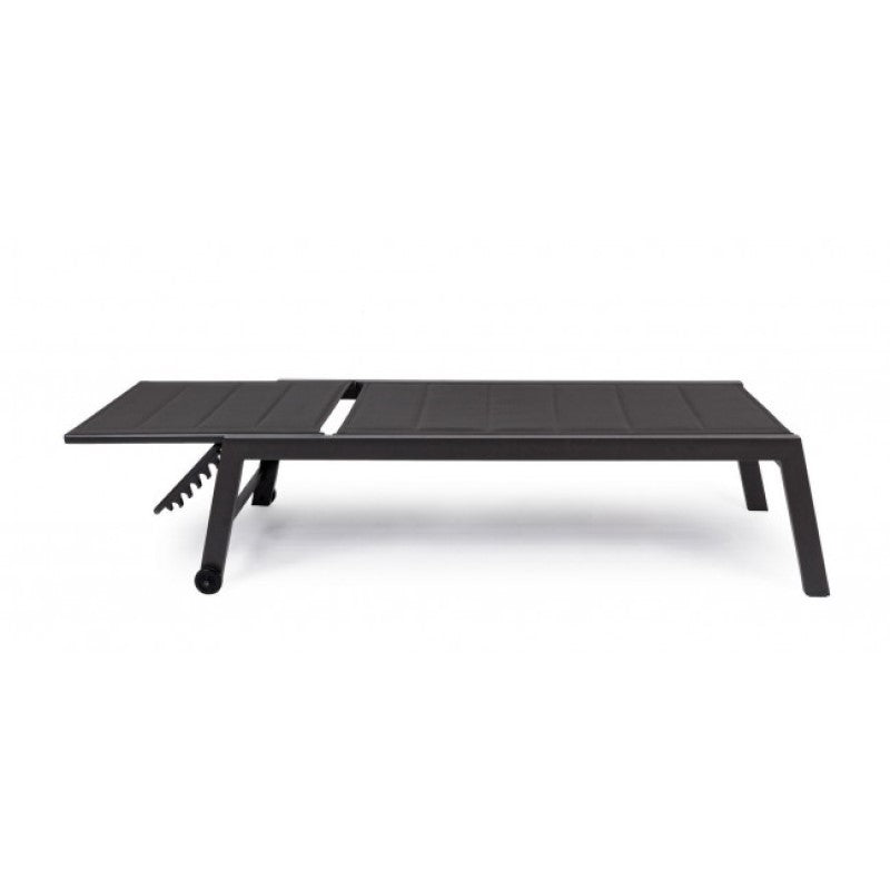 Hohe Aluminium-Sonnenliege mit Rädern Hilde Anthrazit 32h cm