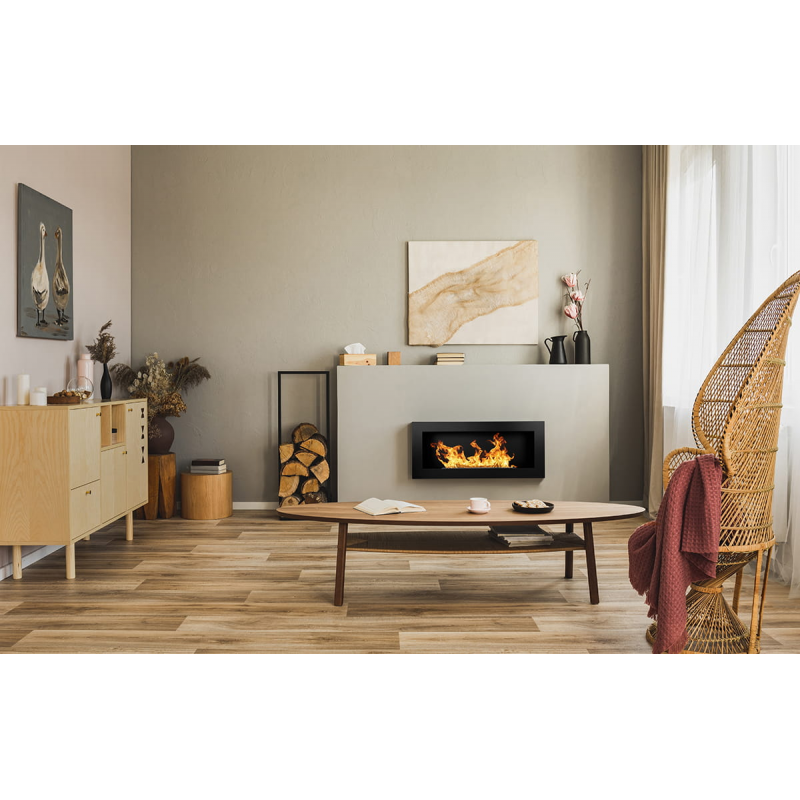 Wand- oder Einbau-Bioethanolkamin Lucca Nero L 90 x T 12 x H 40