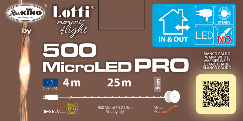 PL 500 MicroLED-Kette Spule 25 m warmweißes Kupferkabel