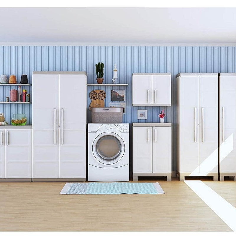 Mehrzweckschrank mit zwei Türen und vier Regalen Beige EXCELLENCE 89x54x h182 cm