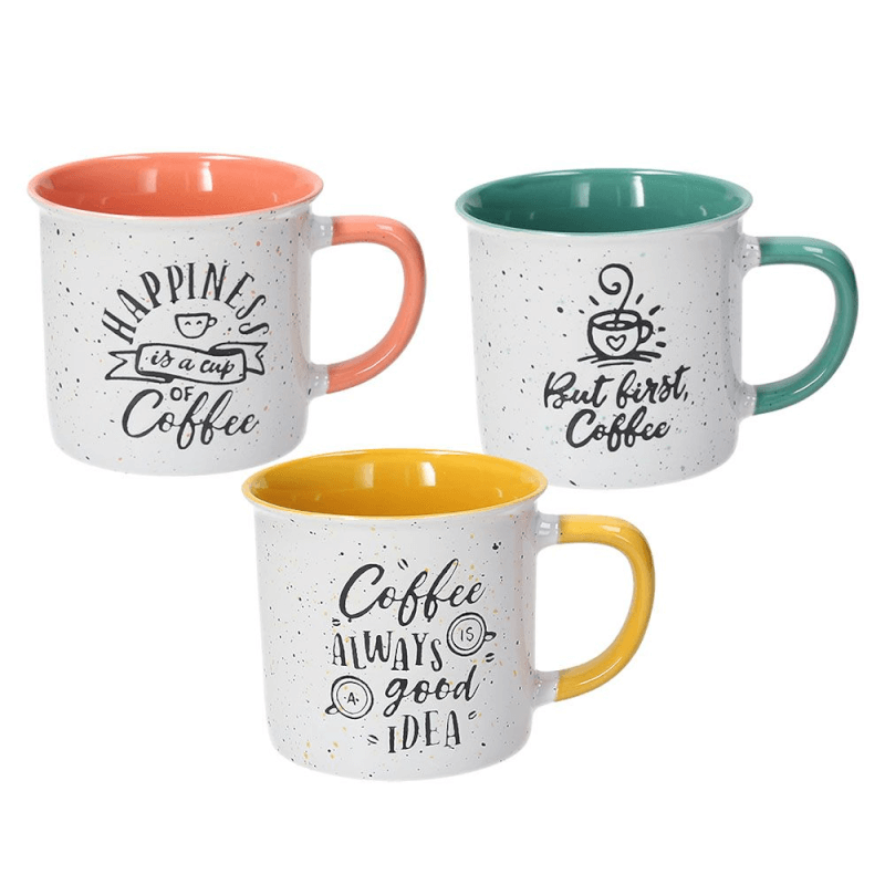 Becher 350 cc Happy Coffee Steinzeug mehrfarbig
