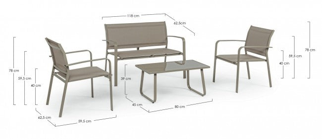 Gartenset Tortora Bizzotto PZ 4