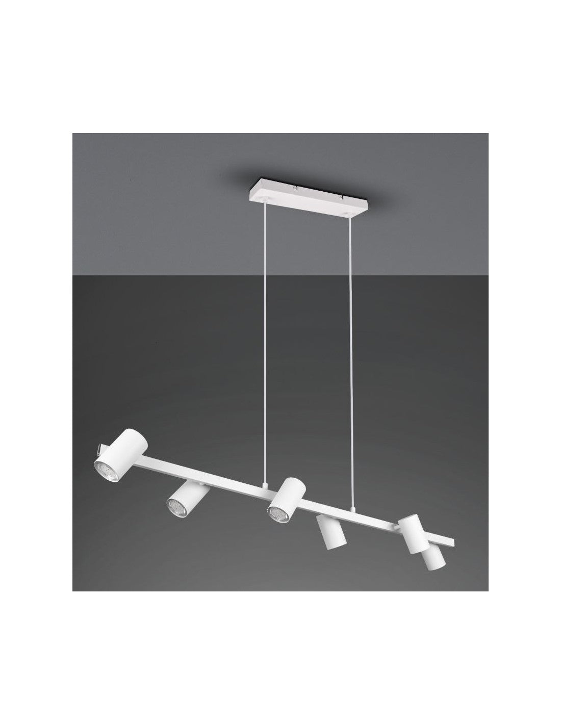 Weißer Kronleuchter mit 6 verstellbaren zylindrischen GU10-Spots Marley Trio Lighting