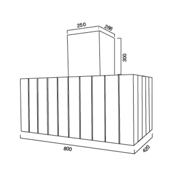 CUBE Abzugshaube aus poliertem Edelstahl cm 80
