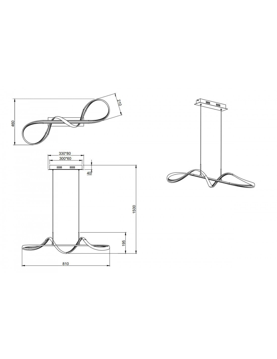 Moderne Suspension Perugia Design Weaving Chrome Led Dimmer 4000k Trio Lighting