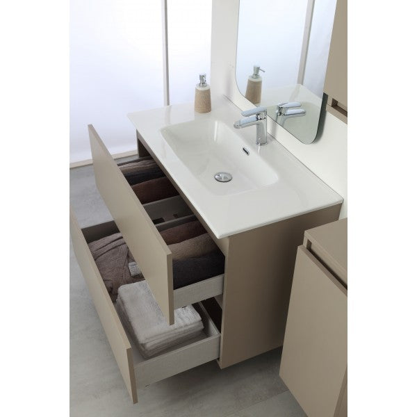 Badezimmerkomposition mit zwei Schubladen Tortora Pastel Line 90x47x h60 cm