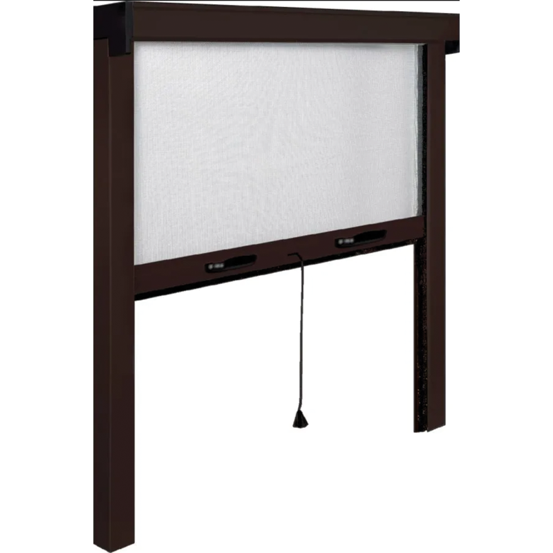 Vertikales Roll-Moskitonetz für braunes Aluminiumfenster 140 x 170 cm