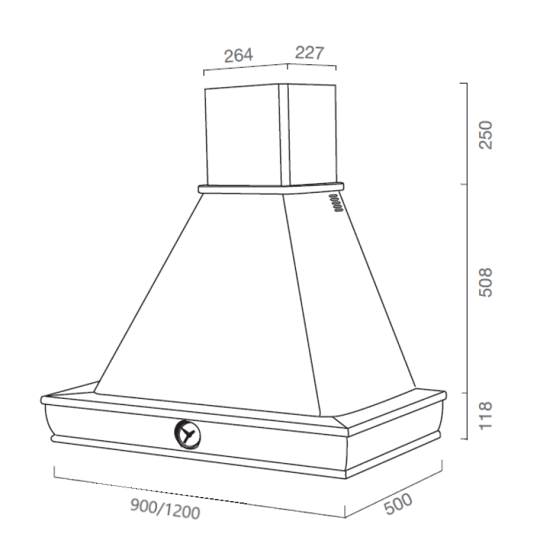 Rustikale weiße Küchenhaube FOSCA mit Holzrahmen Tabakfarbe mit Uhr cm 120