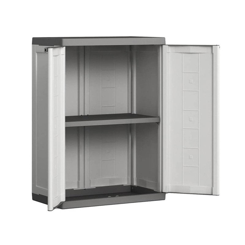 Niedriger Kleiderschrank aus Kunstharz JOLLY R16 TNT Weiß und Grau 68x39x H85 cm