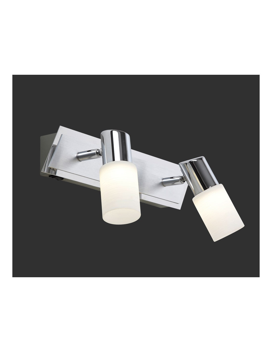 Faretto Clapton 2 Spot Led Chrom E Vetro Bianco L36 cm Trio Lighting