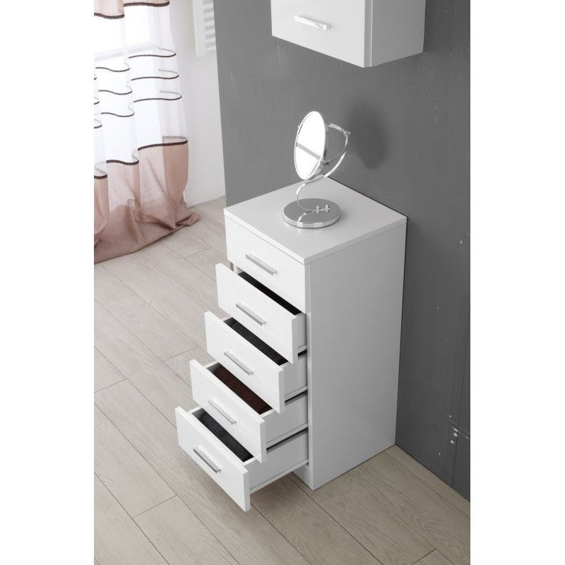 Badezimmerschrank fünf Schubladen Weiß 35x34x h78,5 cm