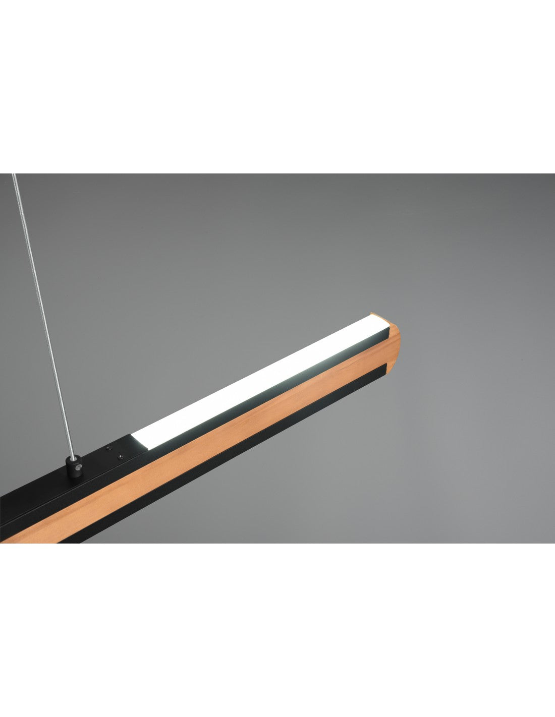 Büro-Kronleuchter mit Doppelemission, Vintage-Stil, Holz und schwarzes Metall, Dimmer, Deacon Trio Lighting