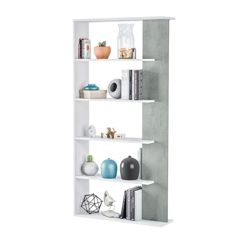 Offenes Bücherregal in Zementweiß, 90 x 25 x 180 h cm