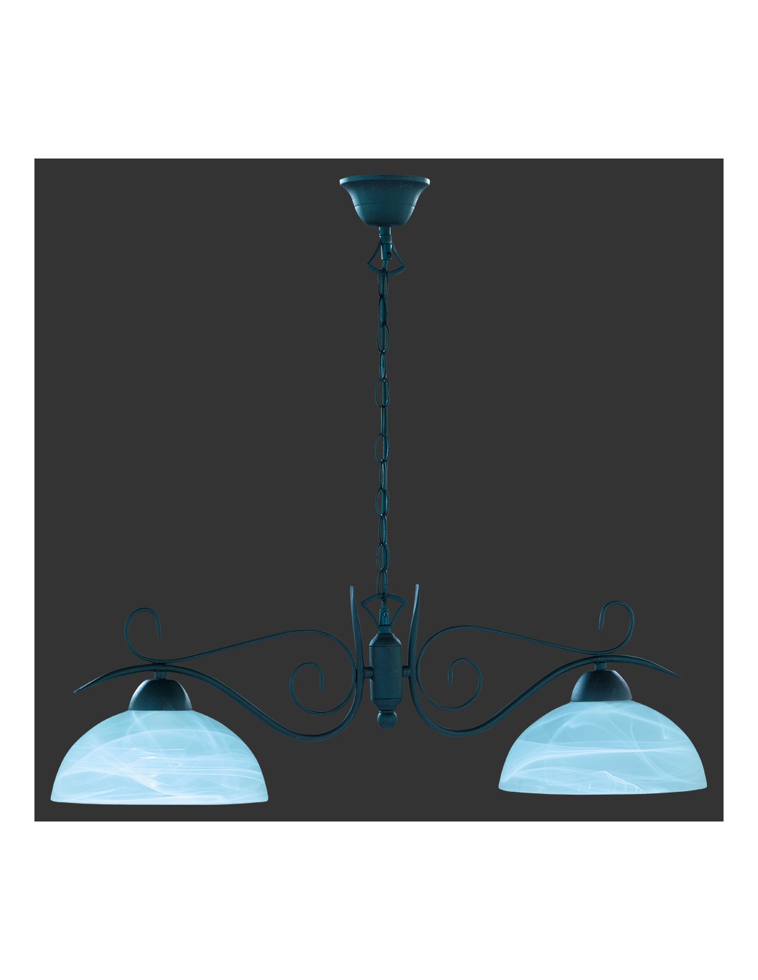 Hängeleuchte Rustic Country Rust Glas Alabaster 2x227 L82 cm Trio Beleuchtung