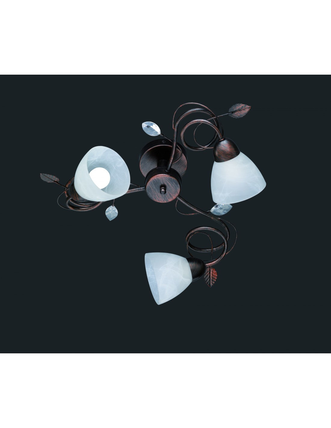 Rustikale Deckenleuchte 3xE14 Traditio Rust White Glass Cups Ø61 cm Trio Lighting