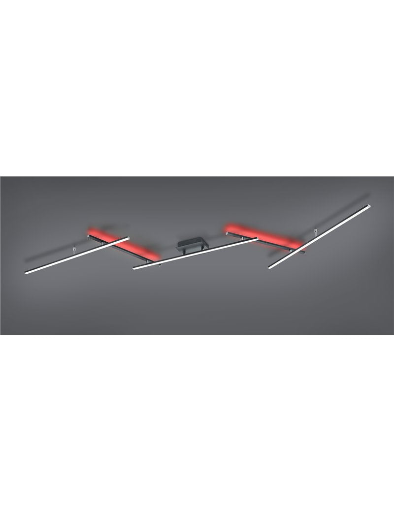 Arvin LED-Deckenleuchte mit verstellbaren Stäben, schwarz RGB-hinterleuchtet mit Multifunktions-Fernbedienung l. 245 cm moderne LED