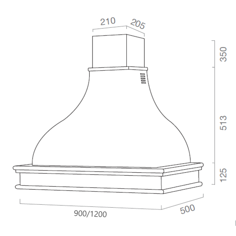 Weiße rustikale Dunstabzugshaube CONTEA mit Holzrahmen in tabakfarbener Einlage, 90 cm
