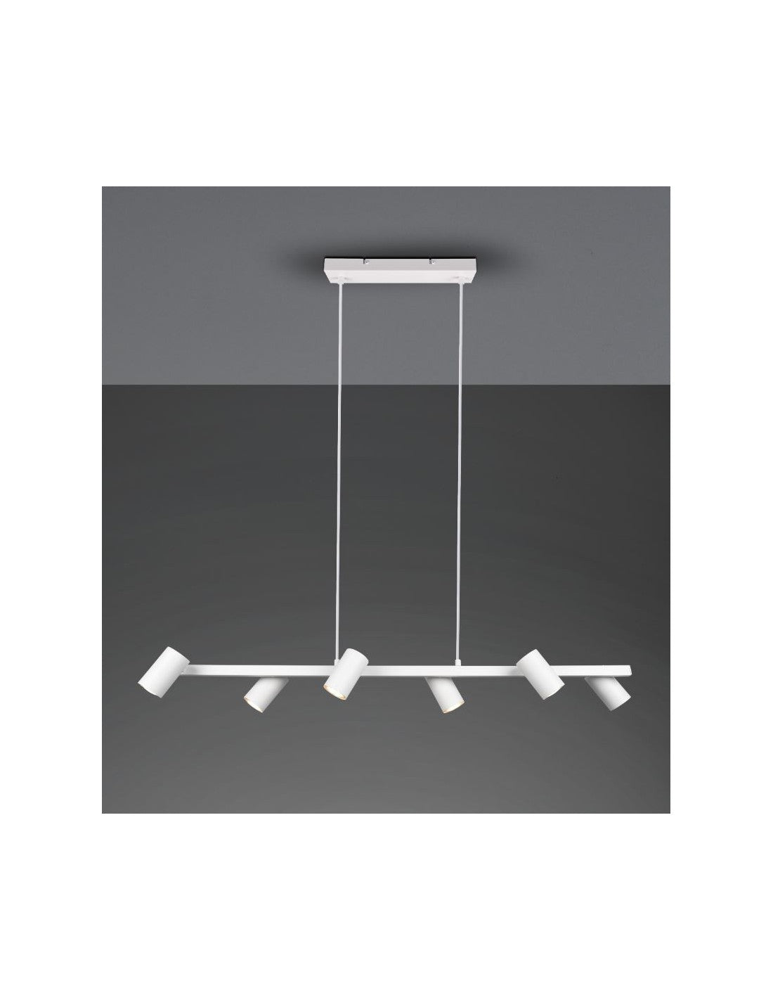 Weißer Kronleuchter mit 6 verstellbaren zylindrischen GU10-Spots Marley Trio Lighting