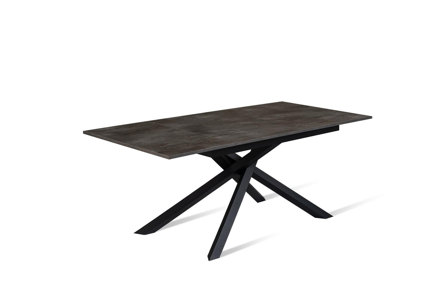 Ausziehbarer grau-schwarzer Betontisch 90 cm x 140-190 cm H. 76 cm