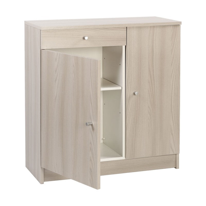 Mehrzweckschrank niedrig zwei Türen eine Schublade Light Elm 77x34x h80 cm