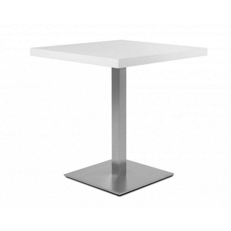 Quadrato Hochtisch 75 cm, weiße Platte und Chromgestell 70x70xH.75 cm