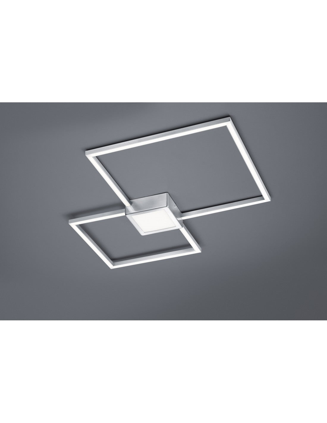 Hydra Doppelte quadratische LED-Deckenleuchte 28 W Nickel L65 cm Dimmbare Trio-Beleuchtung
