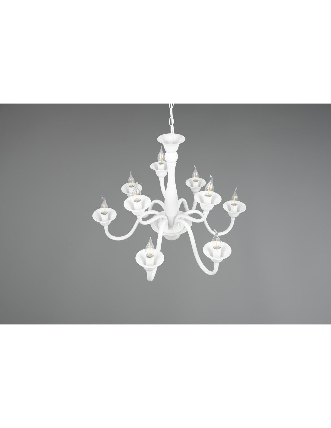 Weißer Esszimmer-Kronleuchter mit 9 Lichtern und Kette Elsa Trio Lighting