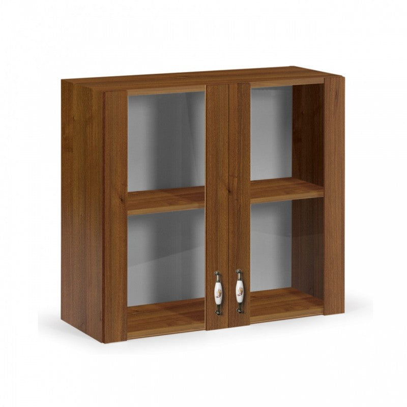 Wandschrank mit 2 antiken Walnusstüren aus Melaminholz H.72x80x32 cm