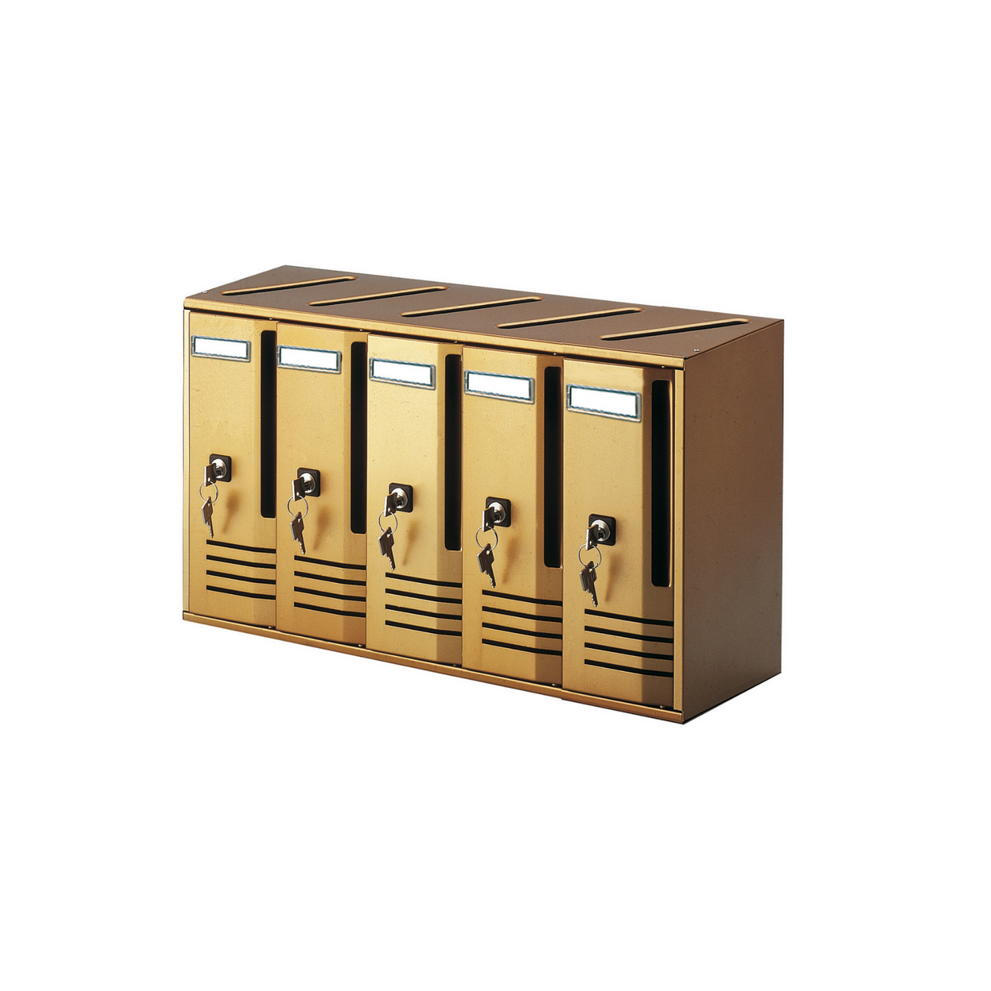 Briefkasten mit 5 Plätzen in Bronze