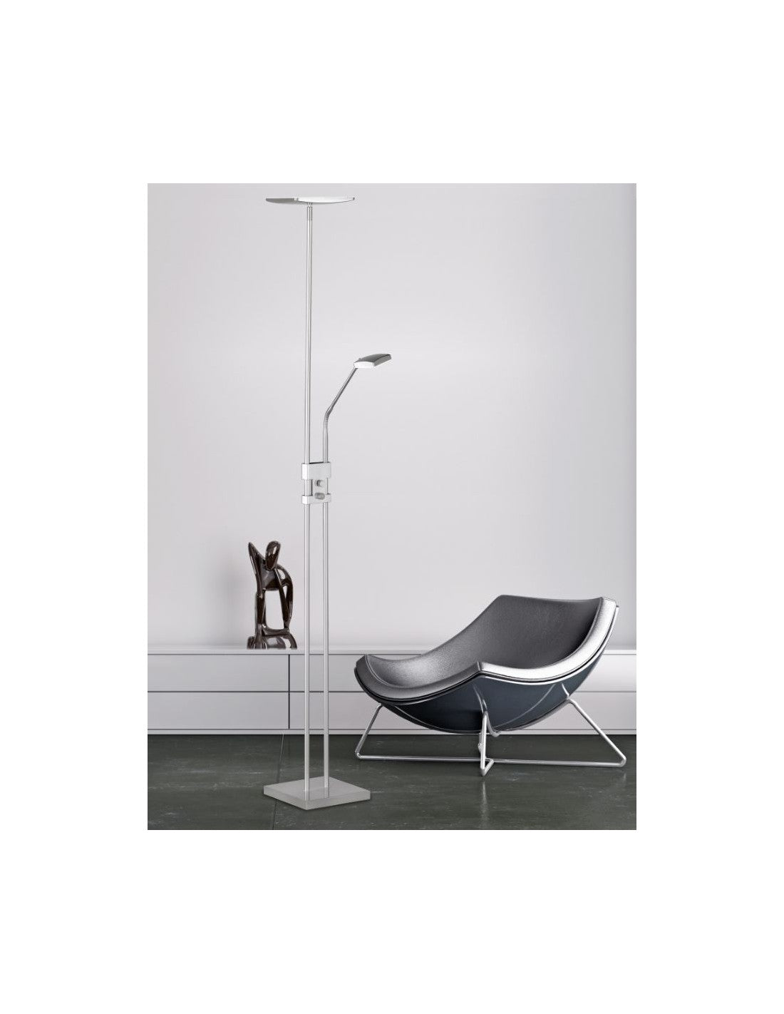 Stehleuchte 2 LED Luke Nickel verstellbares Licht Trio Lighting