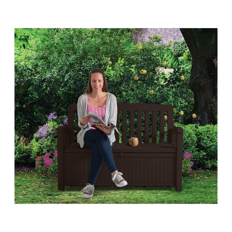 Truhe aus Kunstharz mit Holzeffekt-Finish, Graphitfarbe, 132,7 x 61,2 x H. 89cm