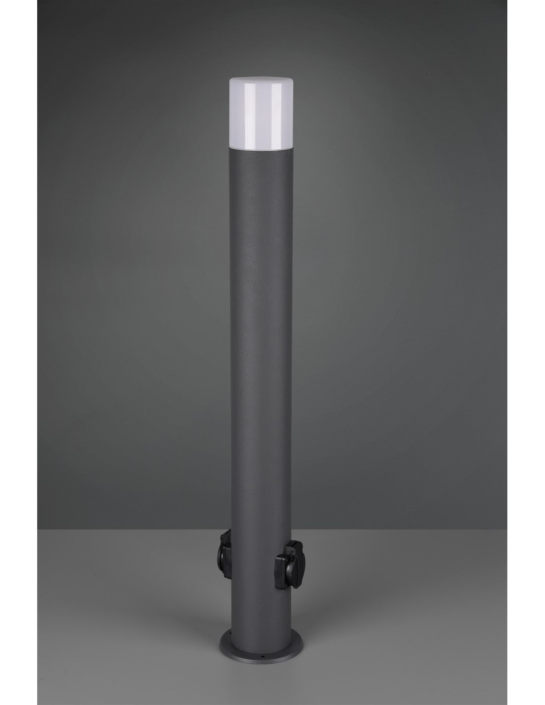 Hoosic 1xE27 Außenmast mit 2 anthrazitfarbenen Schuko-Steckdosen H80 cm IP44 Trio-Beleuchtung