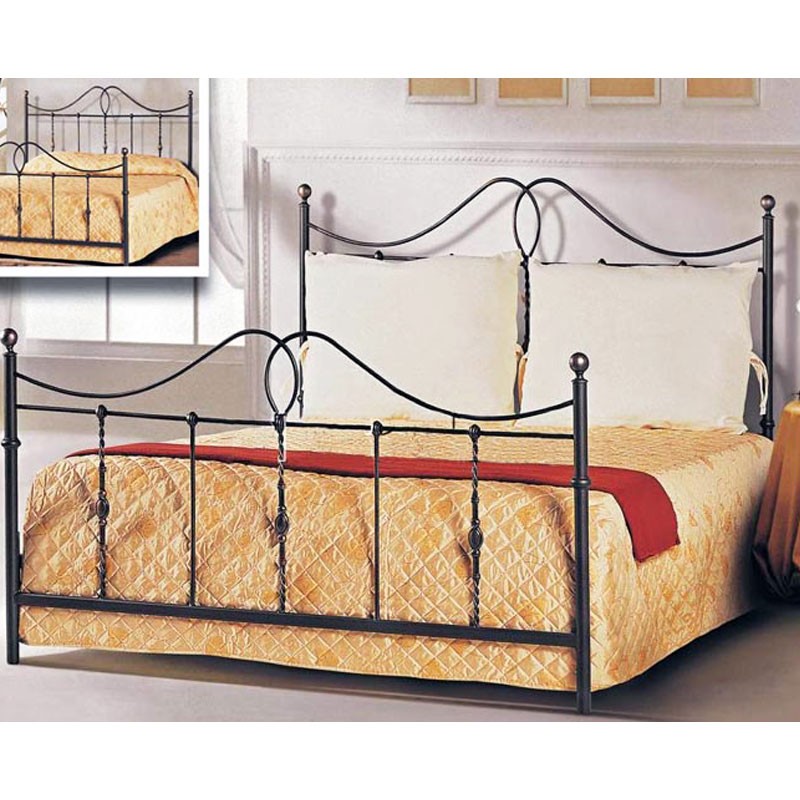 Doppelbett aus anthrazitfarbenem Schmiedeeisen 172x202xH.130 cm