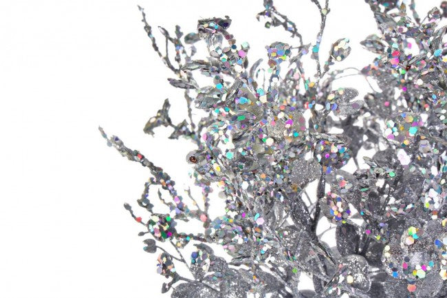 6x Krone von Eukalyptus D25 Glitzer Silber