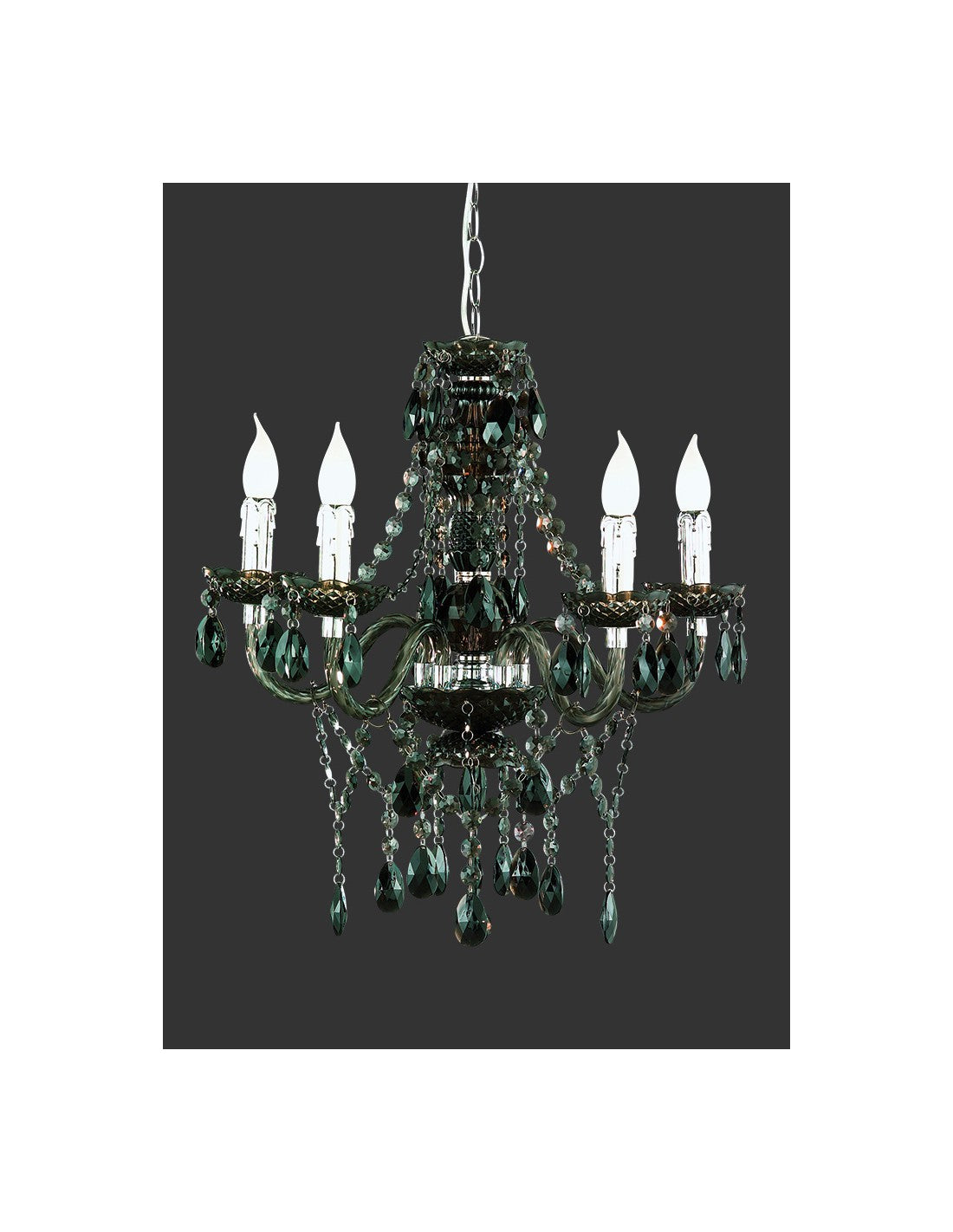5-armiger Kronleuchter Lüster Classic in Chrom und Schwarz mit dekorativen Anhängern von Trio Lighting