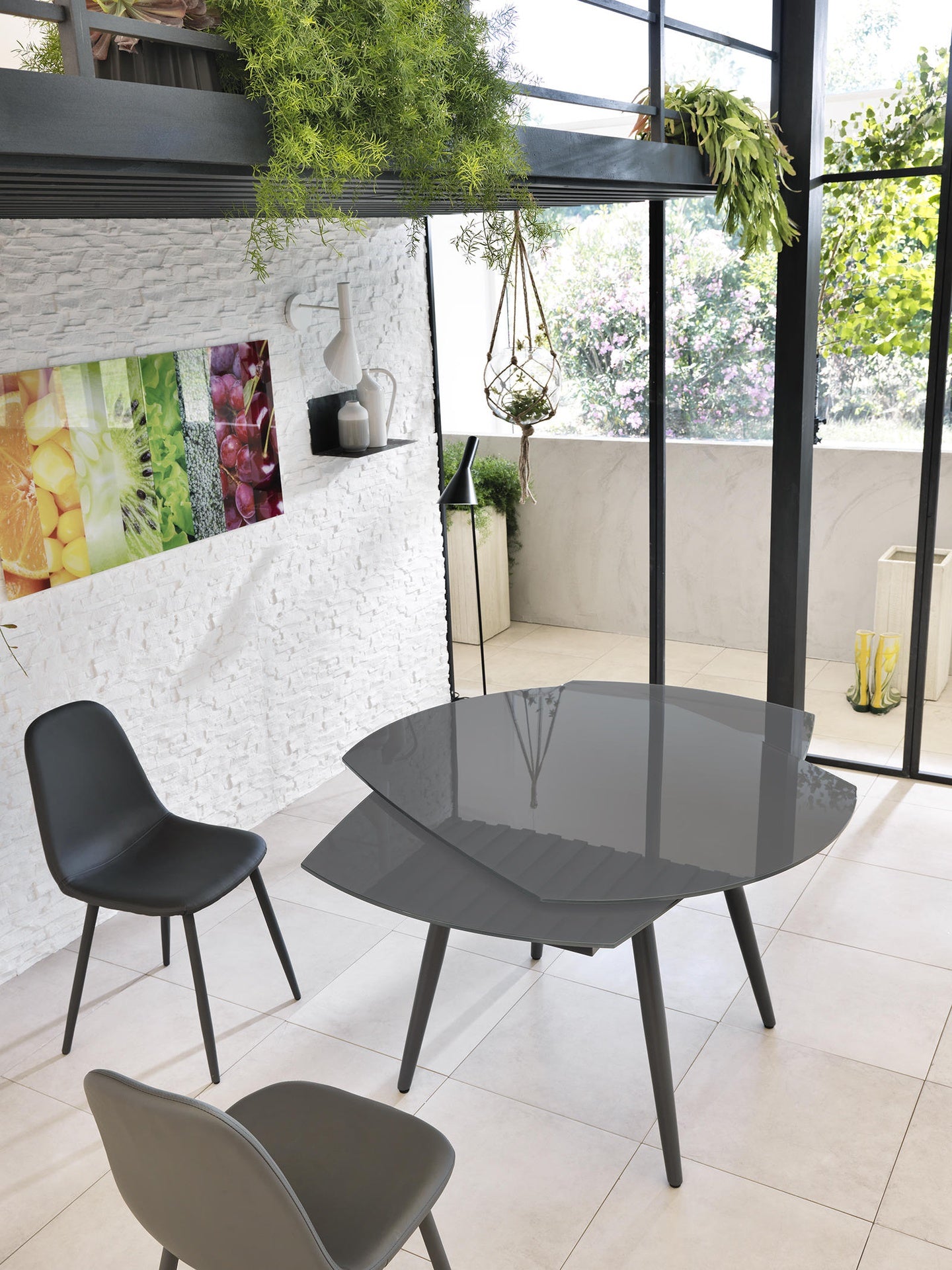 Lauter in vorgespanntem Glas mit einem Top-Grau 120 /180x90h cm