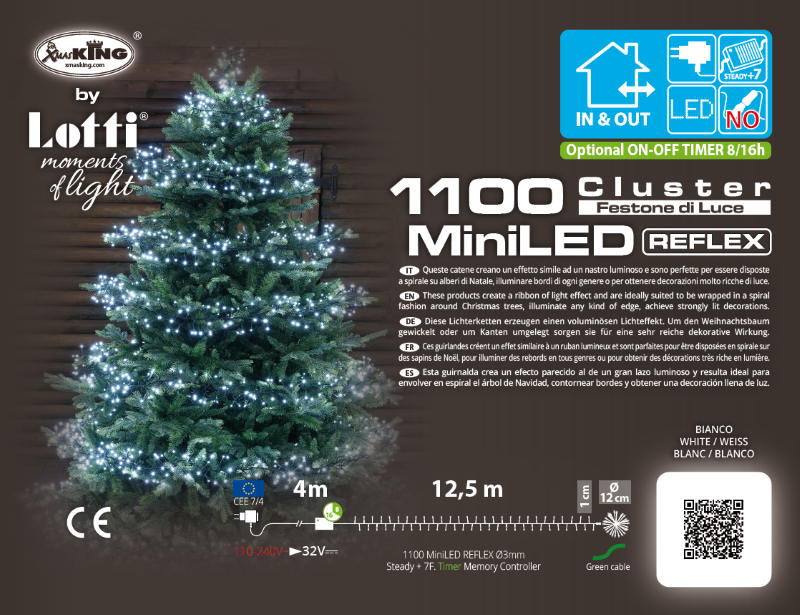 Kaltweiße LED-Kette 1100 MiniLED 11,5m