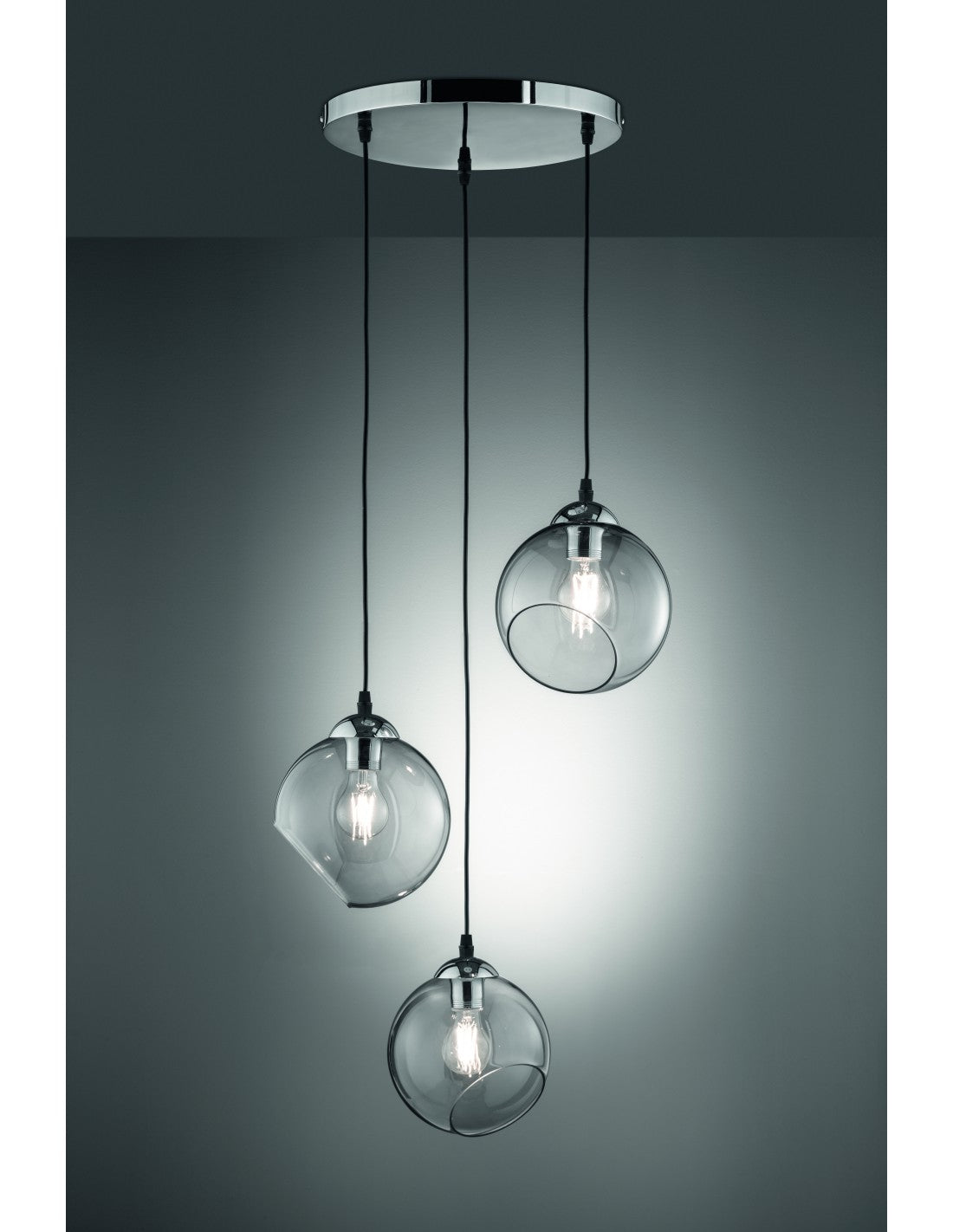 Clooney-Aufhängung 3 Rauchglaskugeln Ø35 cm Trio-Beleuchtung