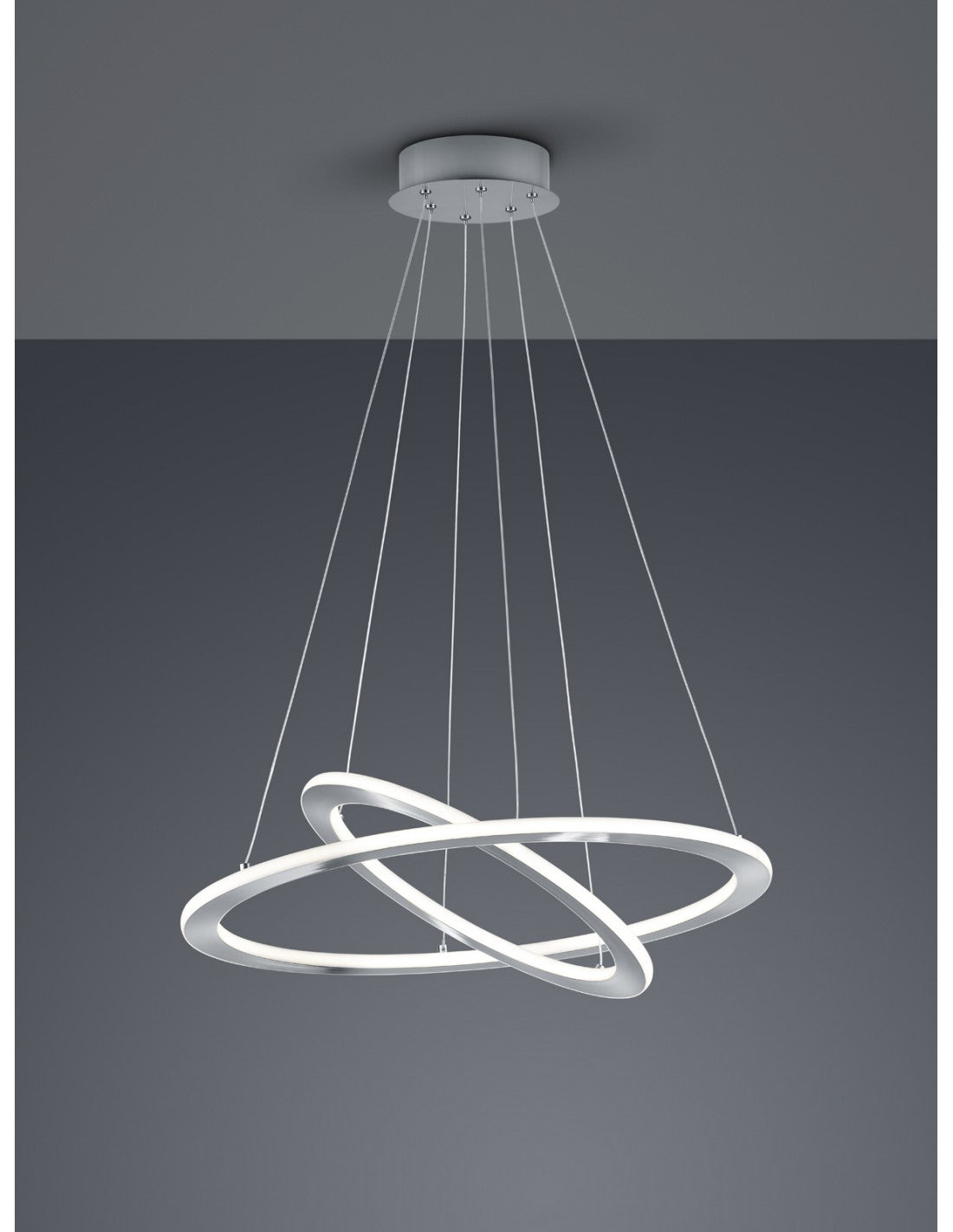 Dimmbare LED-Pendelleuchte 2 Ringe Durban Nickel Ø60 cm Trio Lighting