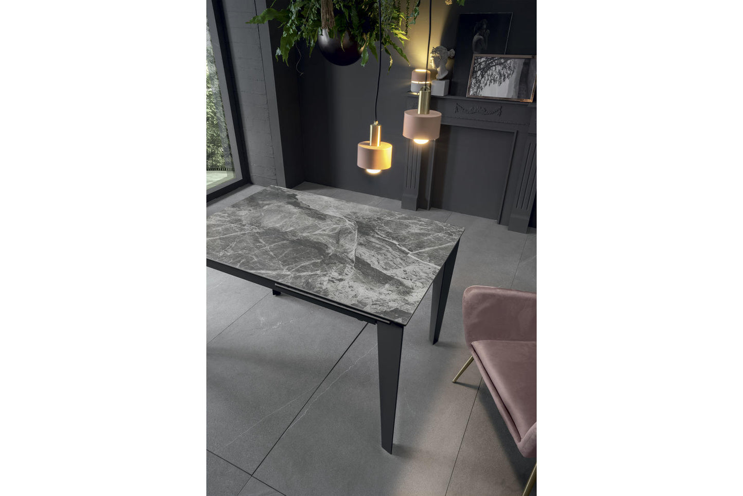 Ausziehbarer Tisch mit Keramikplatte 120/170x80 cm