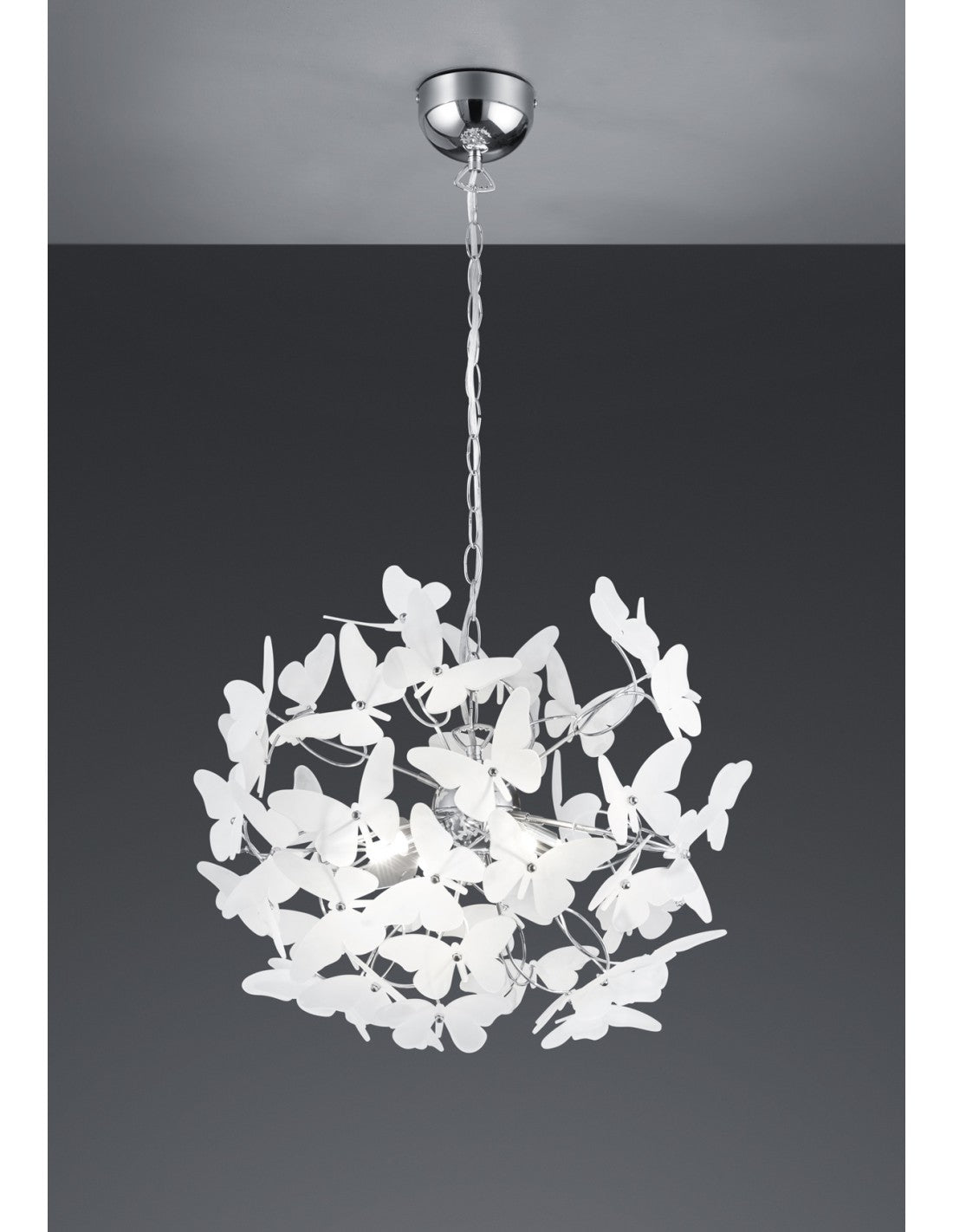 Schmetterlingsaufhängung 4xG9 Chrom Mehrfarbige Schmetterlinge Ø50 cm Trio-Beleuchtung